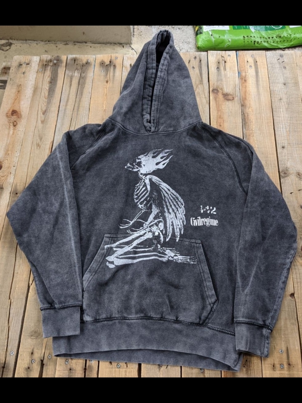 2000's civil regime acid wash hoodie  men's size Medium